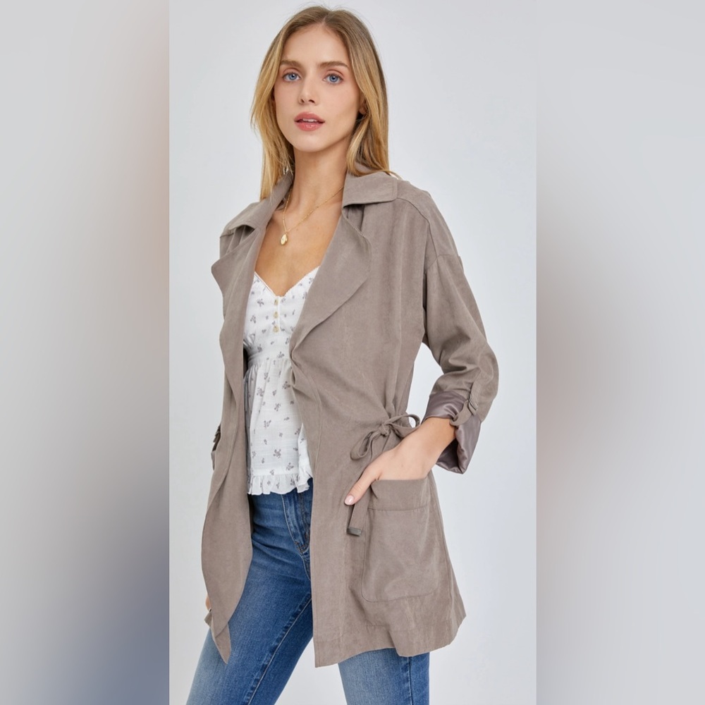 Light peach-skin trench jacket
